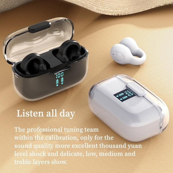 G91 Ear Clip Bone Conduction Tws Noise Reduction Bluetooth Earphone Black Earbuds