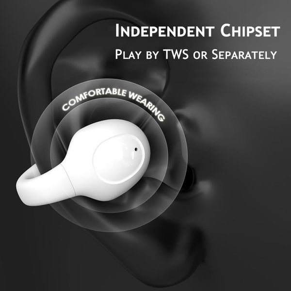 G91 Ear Clip Bone Conduction Tws Noise Reduction Bluetooth Earphone Black Earbuds