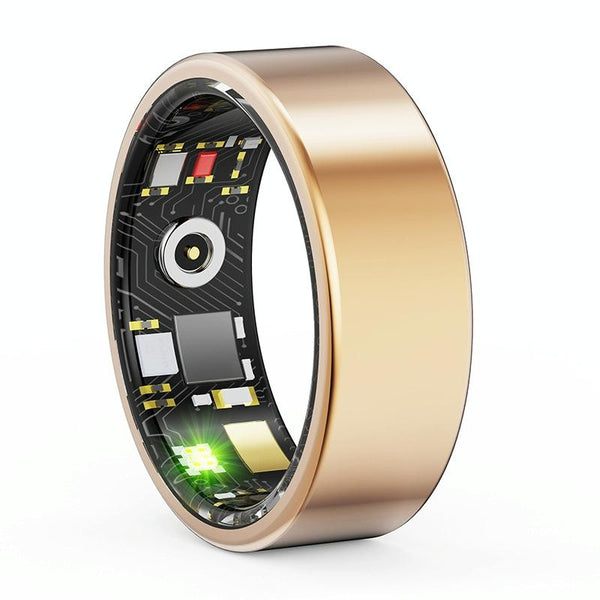 Smart Ring With Heart Rate Blood Oxygen Sleep & Sports Modes Size 8 Gold Activity Trackers