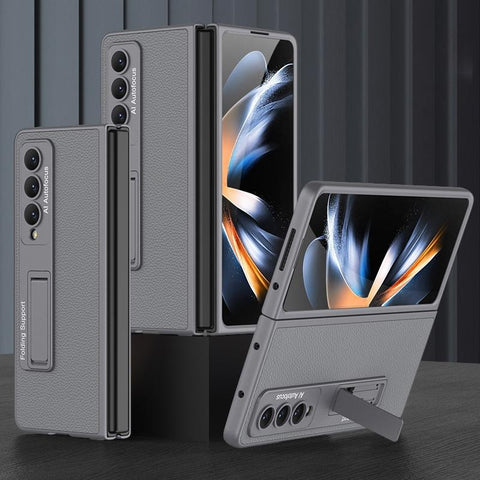 For Samsung Galaxy Z Fold4 5G Leather Case With Stand Ultra Thin Grey Cases Covers & Skins