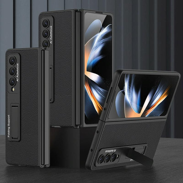 For Samsung Galaxy Z Fold4 5G Leather Case With Stand Ultra Thin Grey Cases Covers & Skins