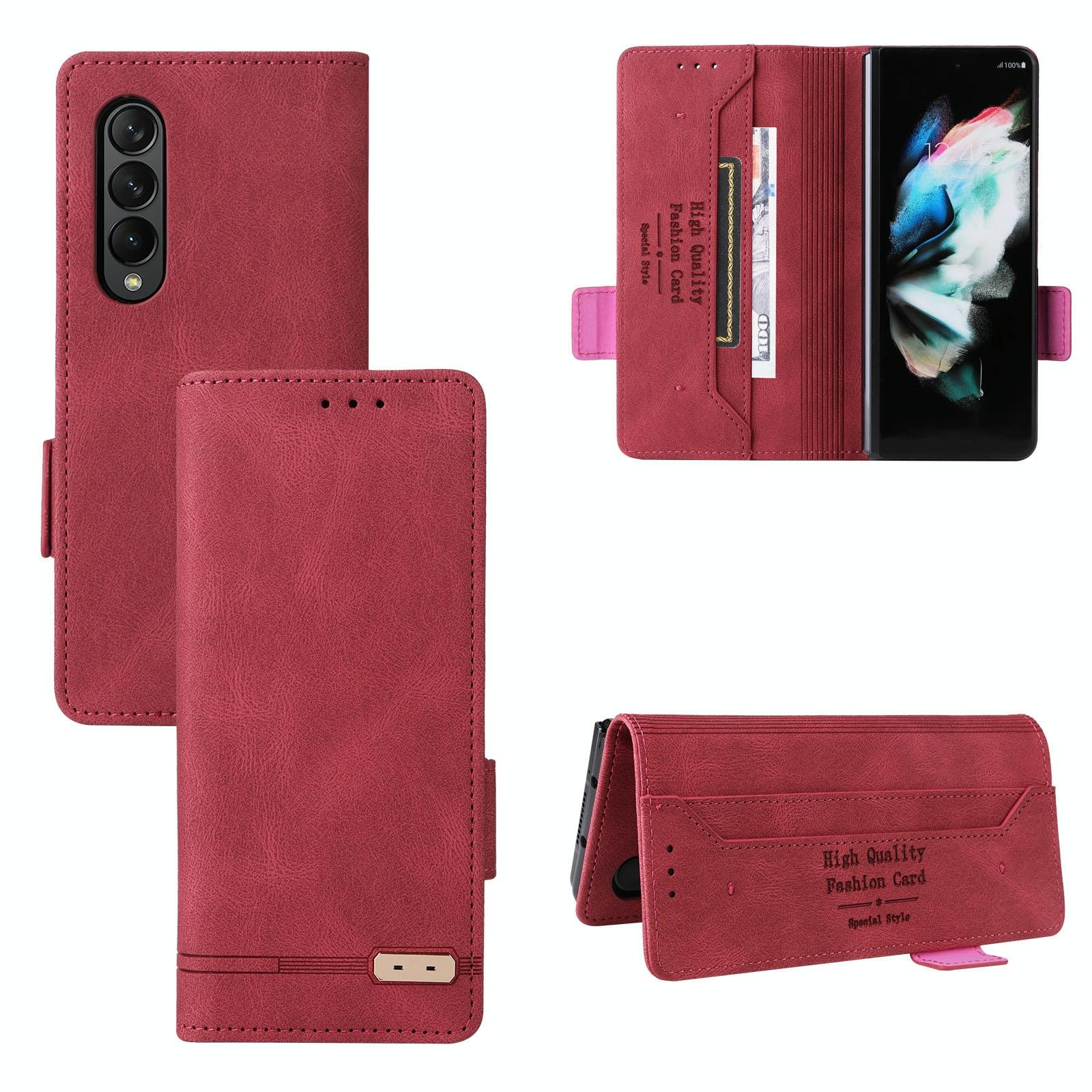 For Samsung Galaxy Z Fold4 5G Leather Flip Case With Magnetic Clasp Red Cases Covers & Skins