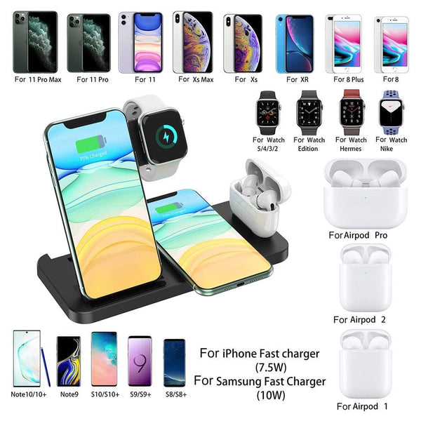 Foldable 4 In 1 Wireless Charger For Mobile Devices White Chargers & Cradles