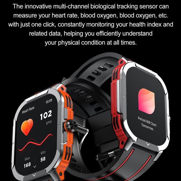 2.06 Inch Bt5.3 Ip68 Sport Smart Watch Bluetooth Call / Message Health Red Smart Watches