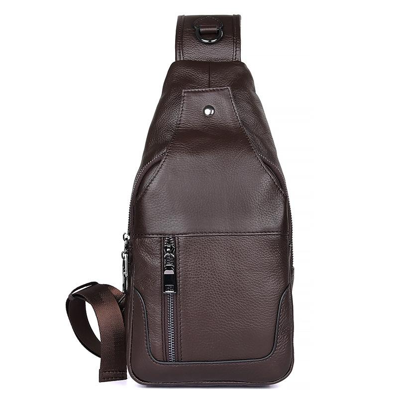 Stylish Cowhide Chest Bag For Men Brown Bags