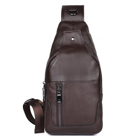 Stylish Cowhide Chest Bag For Men Brown Bags