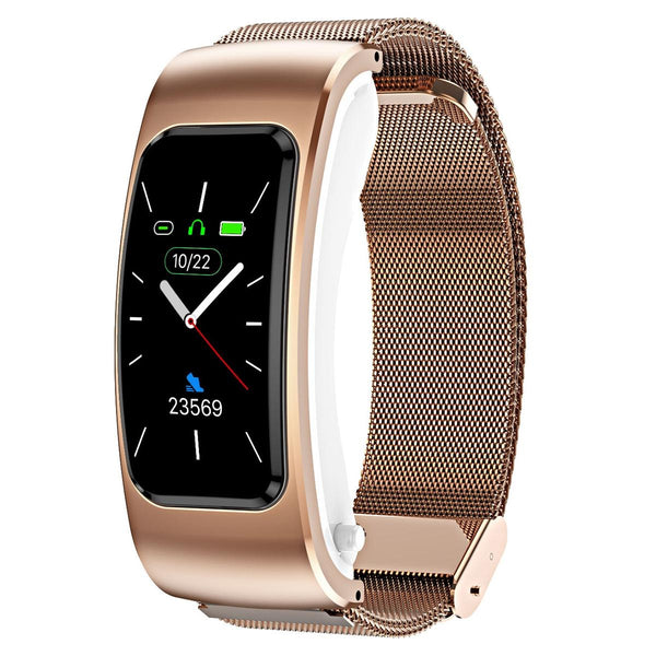 1.08 Inch Steel Band Waterproof Smart Watch Detachable Earphone Bluetooth Call Rose Gold Smart Watches