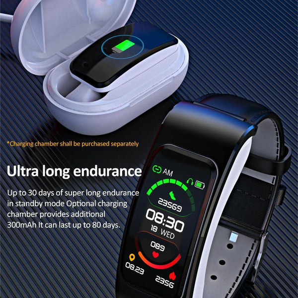 1.08 Inch Steel Band Waterproof Smart Watch Detachable Earphone Bluetooth Call Rose Gold Smart Watches