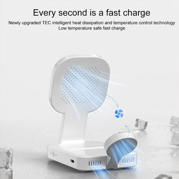 3 In 1 Magnetic Wireless Charger With Led Light White Chargers & Cradles