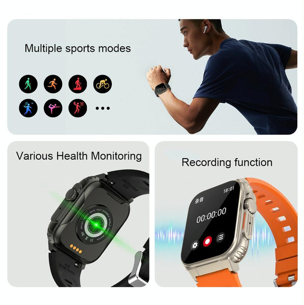 Ip68 Waterproof Bluetooth Smart Watch Health Monitor Orange Smart Watches