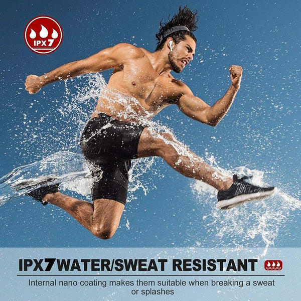 Waterproof Wireless Bluetooth With Led Display And Hifi Sound White Earbuds