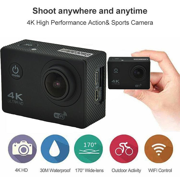 Waterproof 4K Action Camera For Cycling And Diving_Blue Digital Cameras