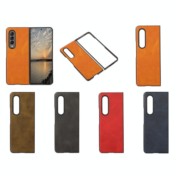 For Samsung Galaxy Z Fold4 5G Dual Tone Calf Texture Shockproof Case Red Cases Covers & Skins