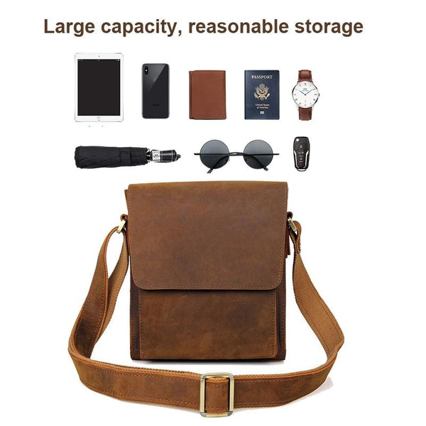 Rustic Leather Men Shoulder Bag Brown Bags