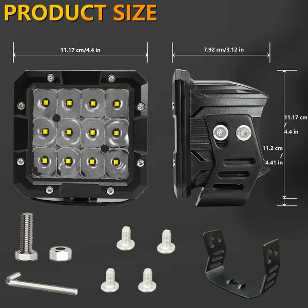 35W / 4000Lm 6000K Dc 9 30V Car Inch Square Work Light Yellow Light Bulbs