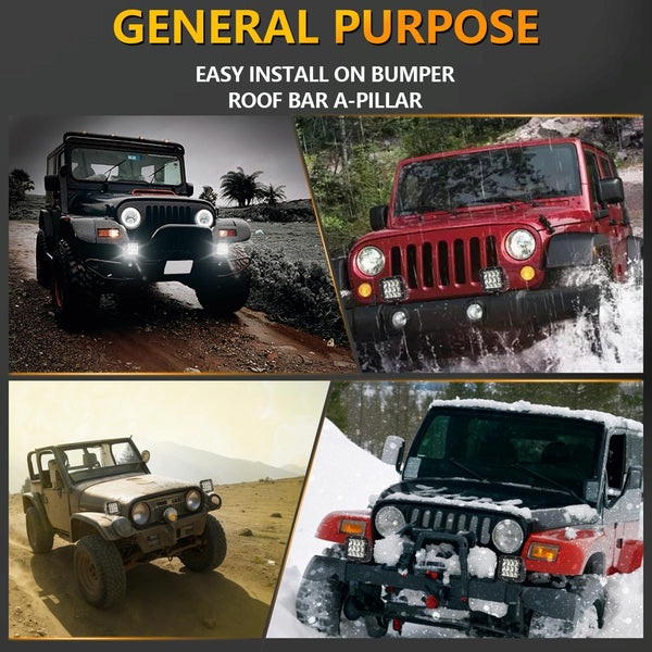 35W / 4000Lm 6000K Dc 9 30V Car Inch Square Work Light Yellow Light Bulbs