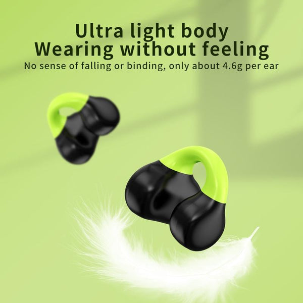 Wireless Clip On Earphones With Charging Case White + Gray Earbuds