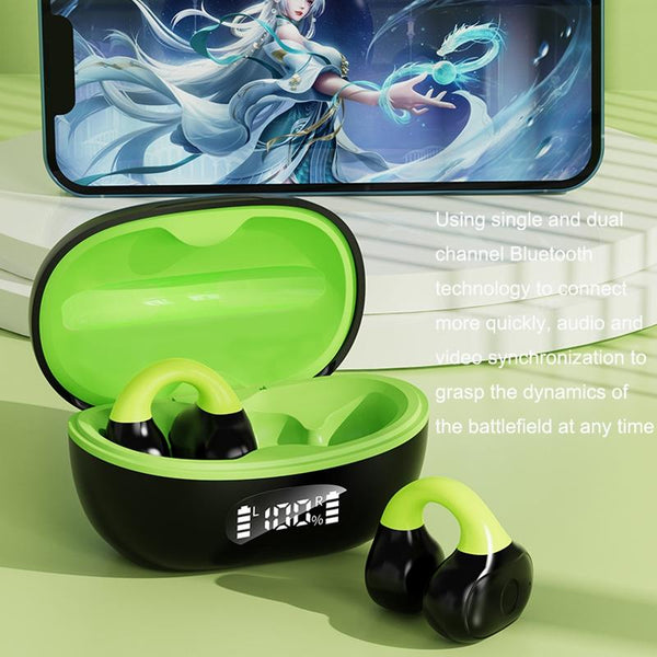 Wireless Clip On Earphones With Charging Case White + Gray Earbuds