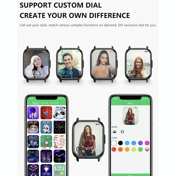 1.83 Inch Bt5.2 Smart Sport Watch Support Sleep / Heart Rate Blood Oxygen Temperature Sugar Pressure Health Monitor Gold Smart Watches