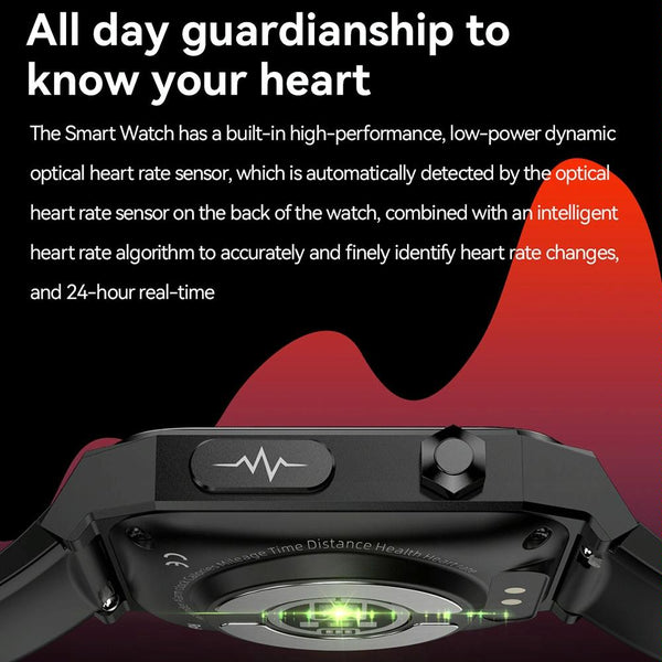 1.91 Inch Waterproof Ecg Smart Watch With Silicone Band Ip68 Red Smart Watches