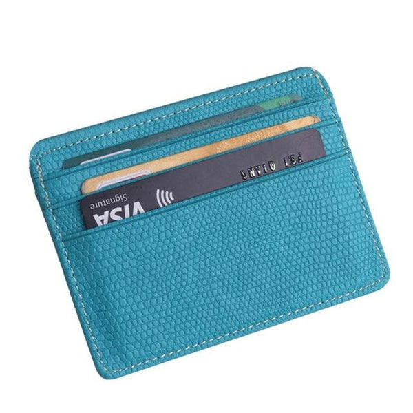 Lizard Pattern Pu Leather Card Holder Compact Bank Set Sky Blue Business Card Holders