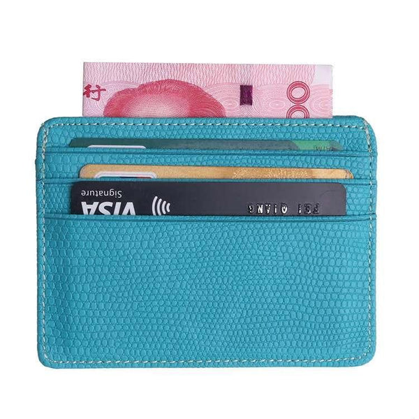 Lizard Pattern Pu Leather Card Holder Compact Bank Set Sky Blue Business Card Holders