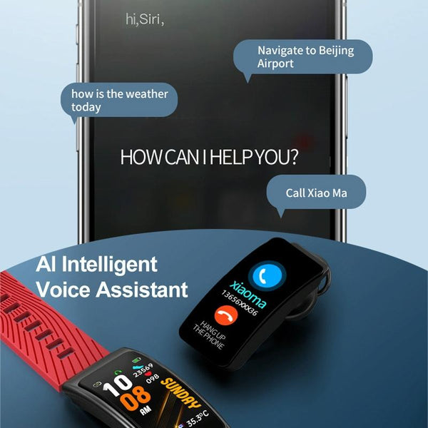 1.14" Silicone Band Waterproof Smart Watch Detachable Earphone Bluetooth Call Black Red Smart Watches