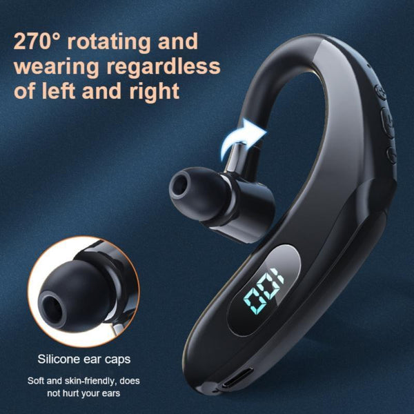 Q20 Bluetooth 5.2 Business Digital Display Sports Earhook Stereo Earphone White Earbuds