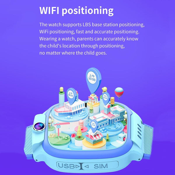 1.44 Inch 4G Video Call Waterproof Smart Children Phone Watch With Sos Function Blue Smart Watches