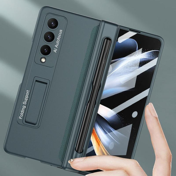 For Samsung Galaxy Z Fold4 5G Foldable Magnetic Flip Case With Holder & Pen Slot Gkk Night Green Cases Covers & Skins