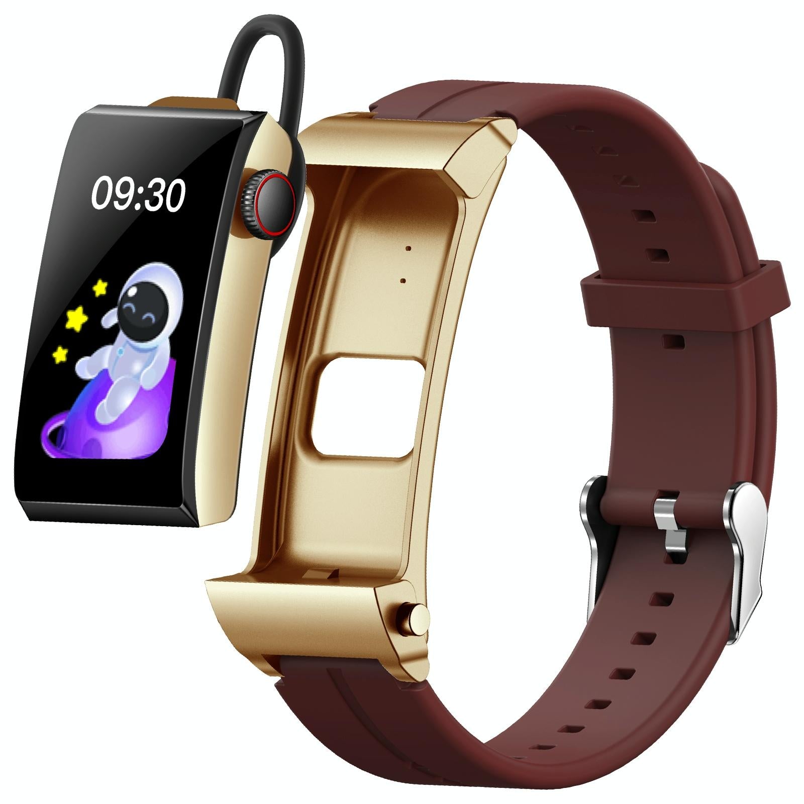1.5 Inch Silicone Band Earphone Detachable Ip68 Waterproof Smart Watch Support Bluetooth Call Red Smart Watches
