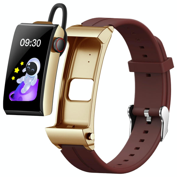 1.5 Inch Silicone Band Earphone Detachable Ip68 Waterproof Smart Watch Support Bluetooth Call Red Smart Watches