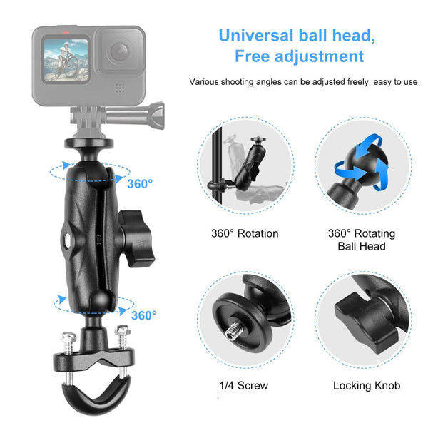 Motorcycle Handlebar Fixed Mount U Bolt Base Holder For Gopro And Action Cameras Bike Camera Holders Mounts