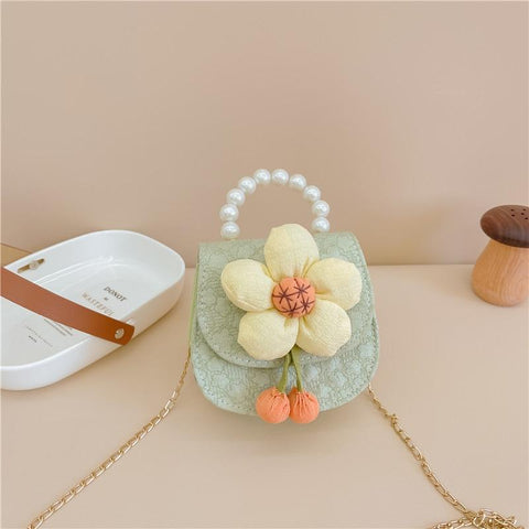 Cartoon Flower Princess Crossbody Bag With Pearl Detail Green Women's Bags & Handbags