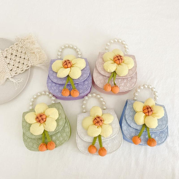 Cartoon Flower Princess Crossbody Bag With Pearl Detail Green Women's Bags & Handbags