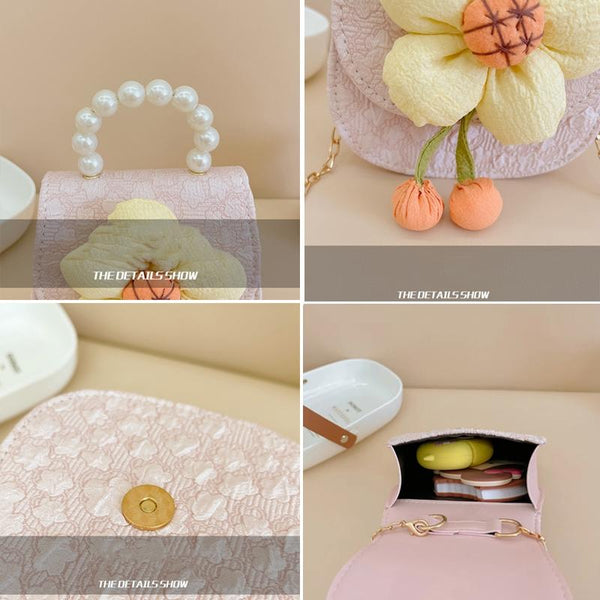 Cartoon Flower Princess Crossbody Bag With Pearl Detail Green Women's Bags & Handbags