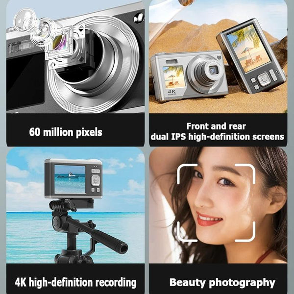 4K Hd Optical Zoom Digital Camera 60Mp Dual Screen Selfie No Memory Digital Cameras