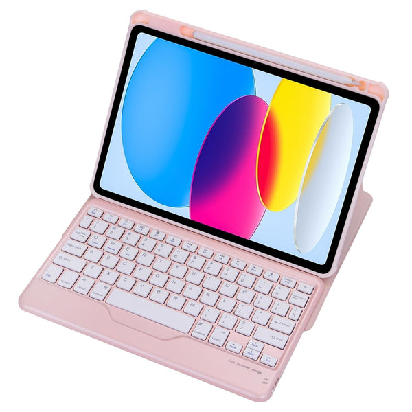 360 Rotation Bluetooth Keyboard Leather Case For Ipad 10.9 2022 Pink Keyboards