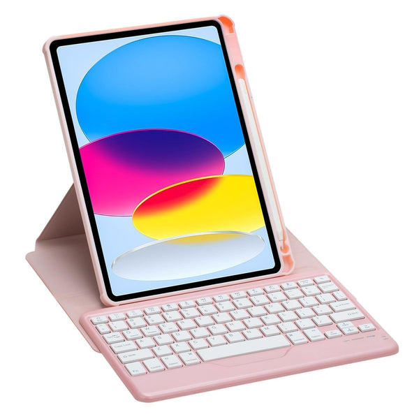 360 Rotation Bluetooth Keyboard Leather Case For Ipad 10.9 2022 Pink Keyboards