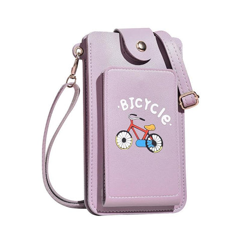 Printed Mini Shoulder Bag With Card Holder Purple Women's Bags & Handbags