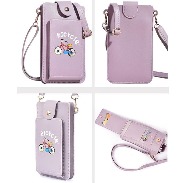 Printed Mini Shoulder Bag With Card Holder Purple Women's Bags & Handbags