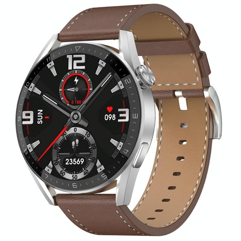 Smart Leather Watch With Colour Screen Silver Smart Watches