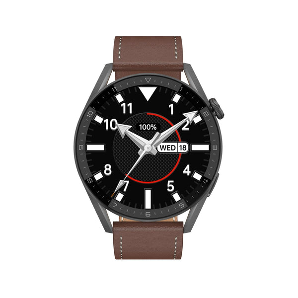 Smart Leather Watch With Colour Screen Silver Smart Watches