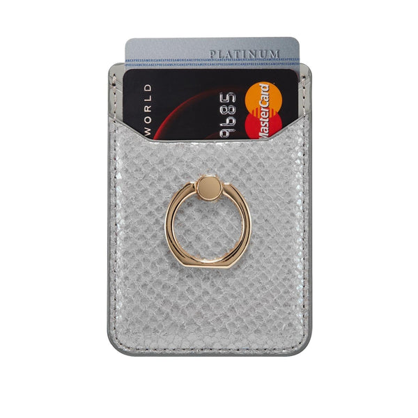 Rfid Snake Texture Phone Card Bag With Ring Fits Most Phones Grey Other Mobile Accessories