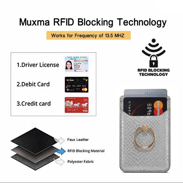 Rfid Snake Texture Phone Card Bag With Ring Fits Most Phones Grey Other Mobile Accessories