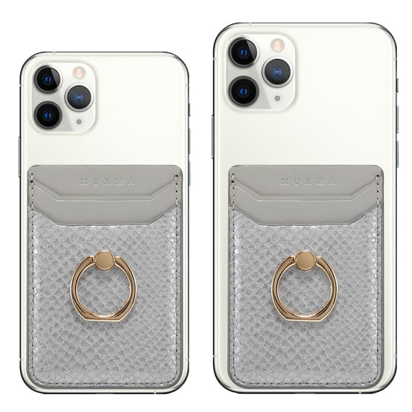 Rfid Snake Texture Phone Card Bag With Ring Fits Most Phones Grey Other Mobile Accessories