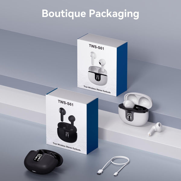 True Wireless Stereo Bluetooth Earphones S61 Black Earbuds