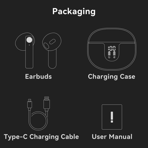 True Wireless Stereo Bluetooth Earphones S61 Black Earbuds