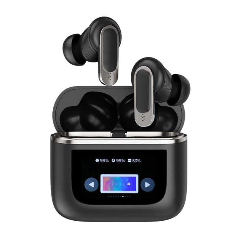 Wireless Anc Bluetooth Earphones With Touch Screen And Active Noise Reduction Black Earbuds