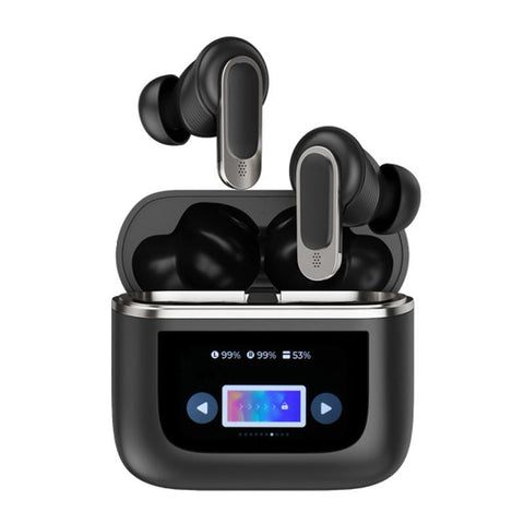 Wireless Anc Bluetooth Earphones With Touch Screen And Active Noise Reduction Black Earbuds